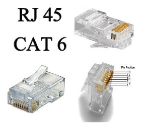 Conector Rj45 Cat6 Con Guia Terminal Red Paquete X 10 Und